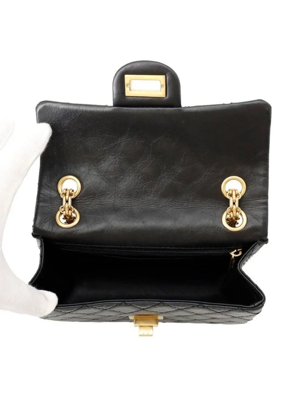 Chanel Chain Shoulder Bag Quilted 2.55 Mini Aged Calfskin Black
